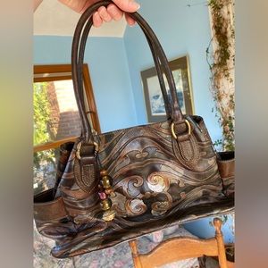 Vintage Leather Cavalcanti Hand Painted Shoulder Bag